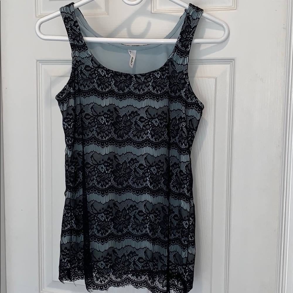 Lace top with light blue underlay